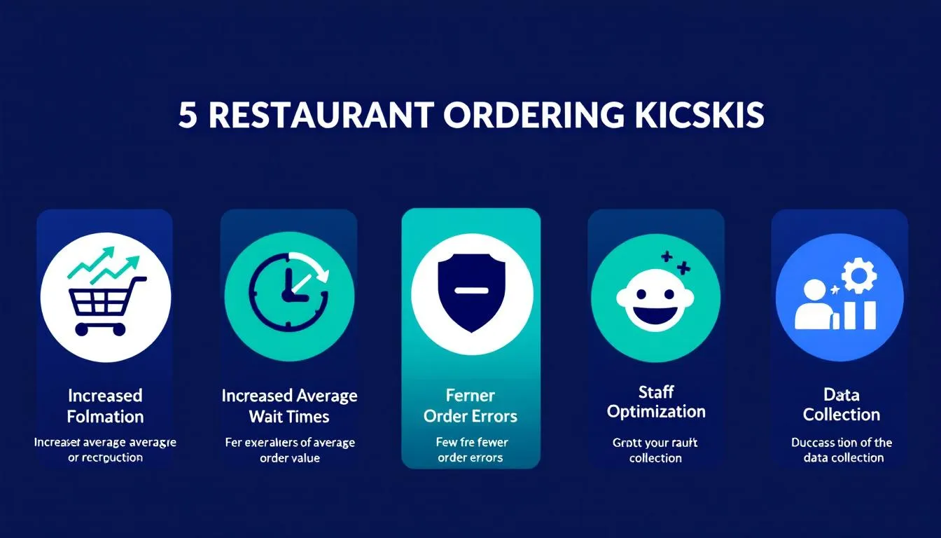 Infographie des 5 avantages clés des bornes de commande : panier moyen, rapidité, précision, personnel, données