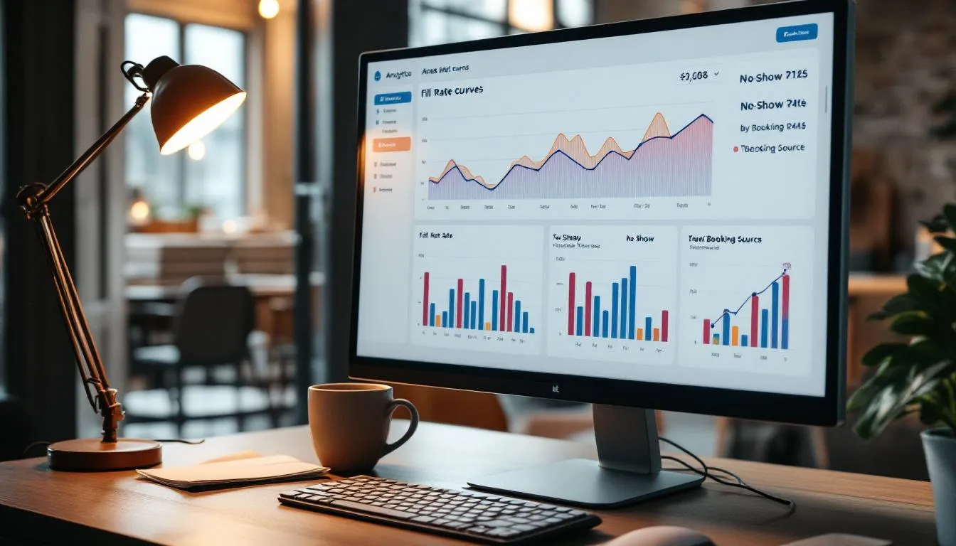 Tableau de bord analytique de réservation restaurant affichant les courbes de remplissage par créneau horaire